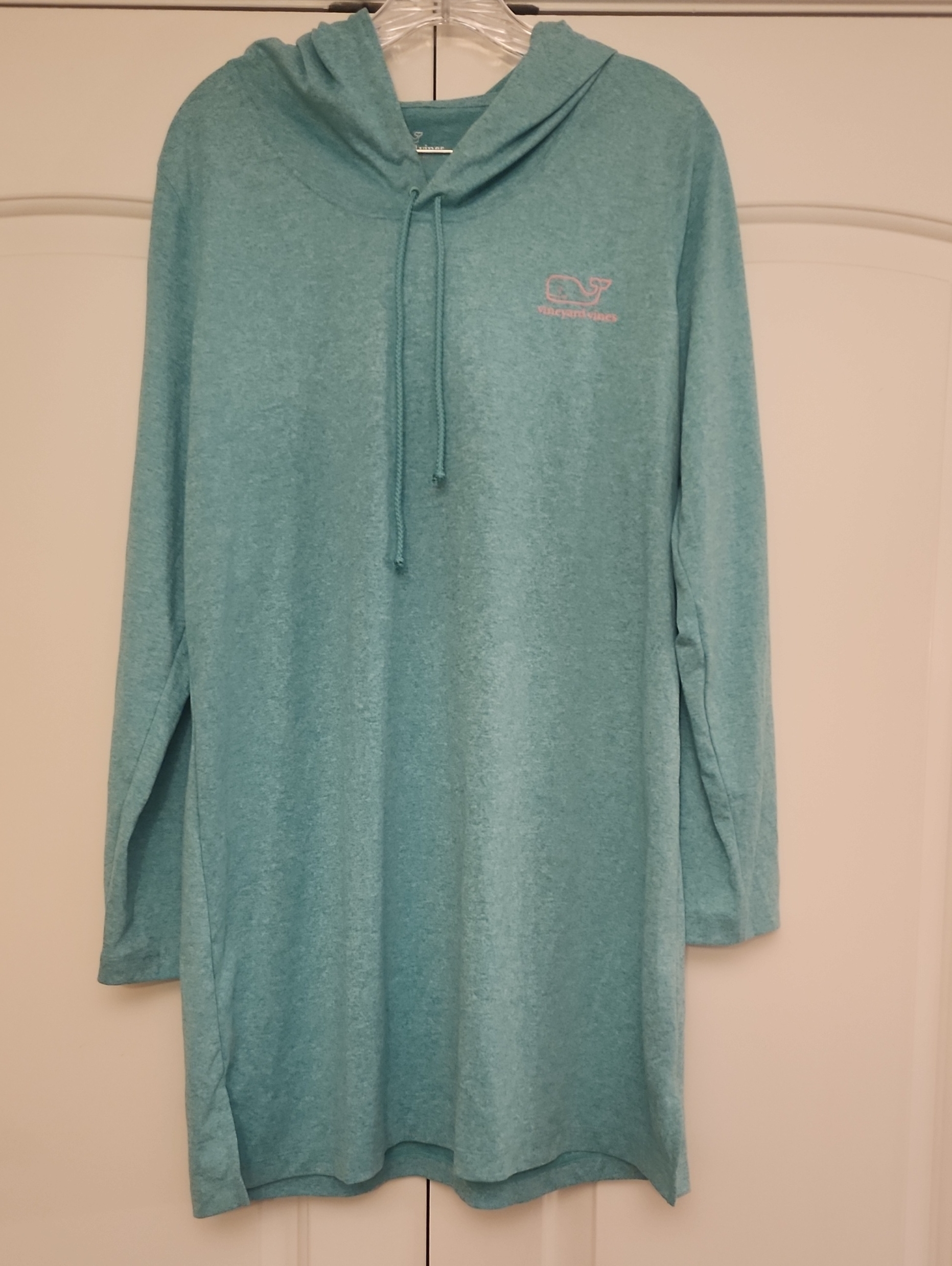 Vineyard Vines Performance Camden Green Heather Hoodie With Pink Whale